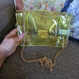 Transparent/Clear Yellow Chain Shoulder / Crossbody Bag
